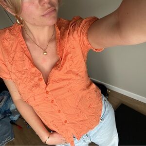 Eyelet Embroidery Orange Dainty Top